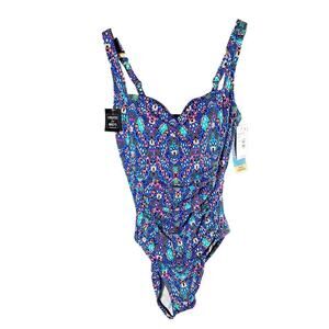 Swim Solutions Tummy-Control Shirred One-Piece
Swimsuit Size US 14
